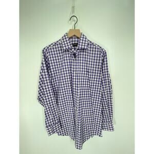 Bullock & Jones Men’s Gingham Check Button-Downs Purple – Size M – Long Sleeve
